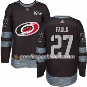 Carolina Hurricanes Justin Faulk 27 1917-2017 100th Anniversary Adidas Zwart Authentic Shirt - Mannen